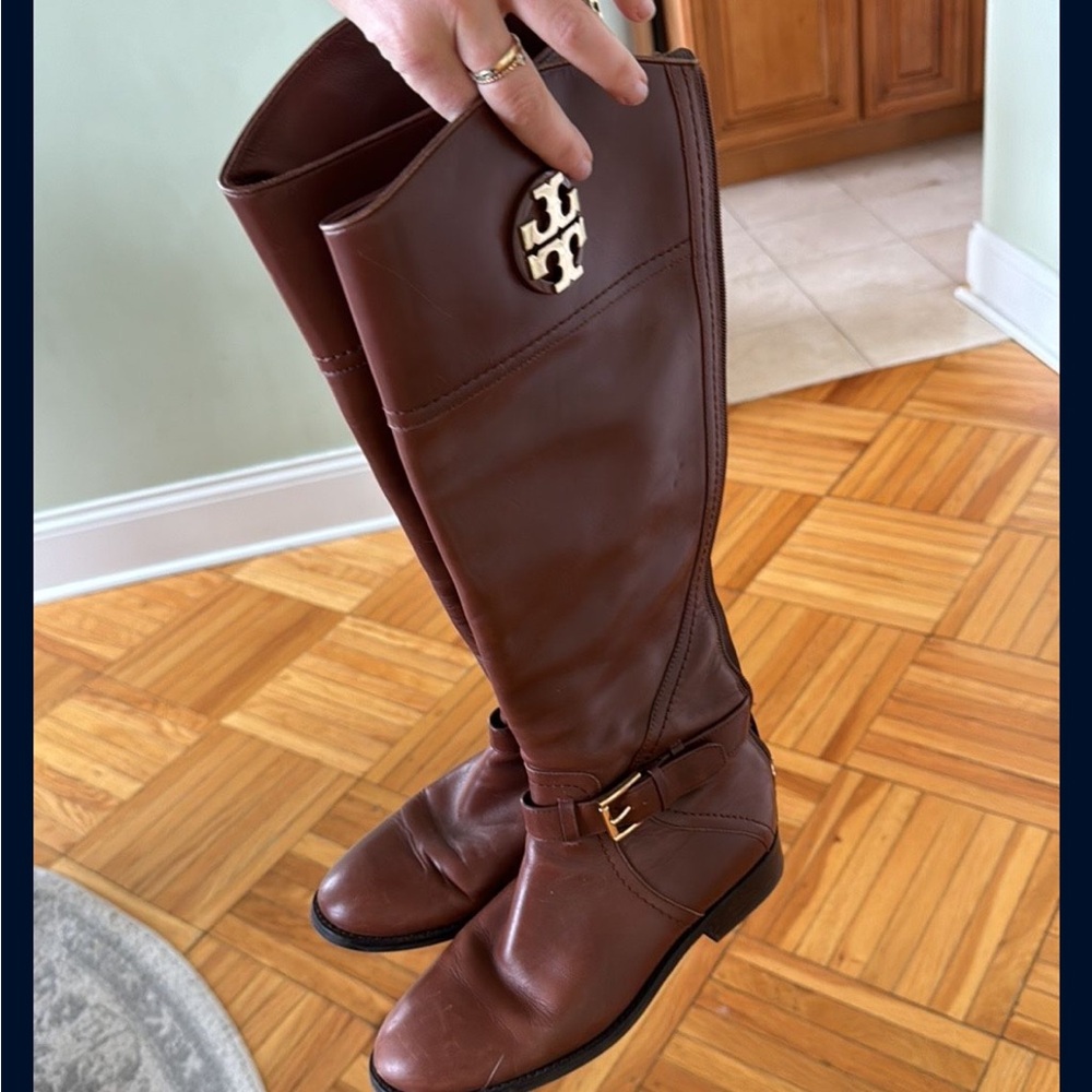 Tory Burch Brown Leather Riding Boots